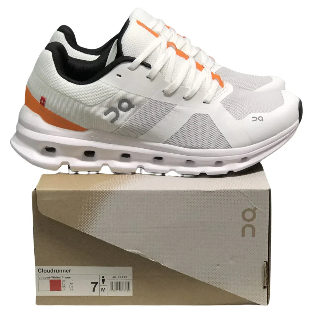 On Cloudrunner Damen Undyed Weiß/Flame