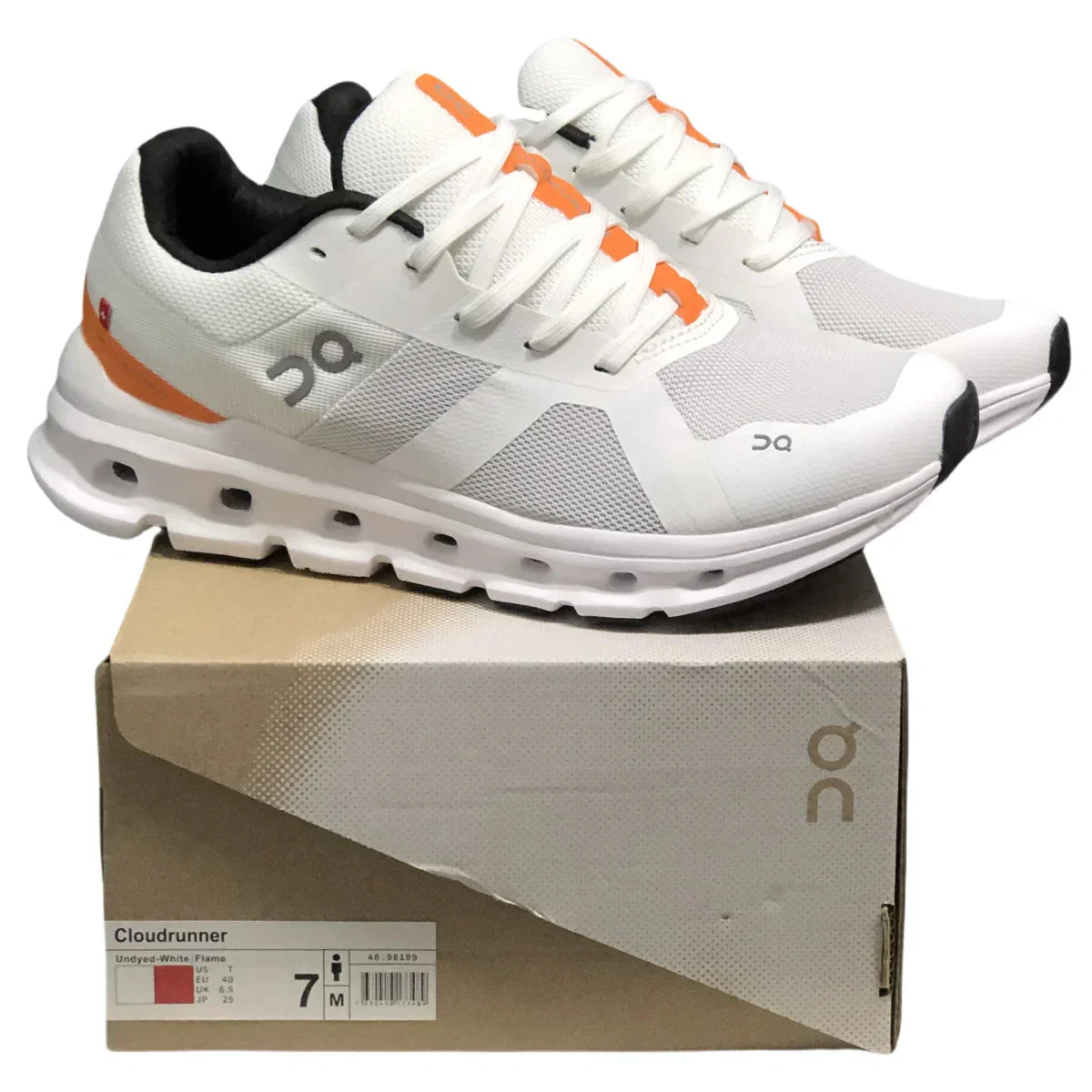 On Cloudrunner Damen Undyed Weiß/Flame