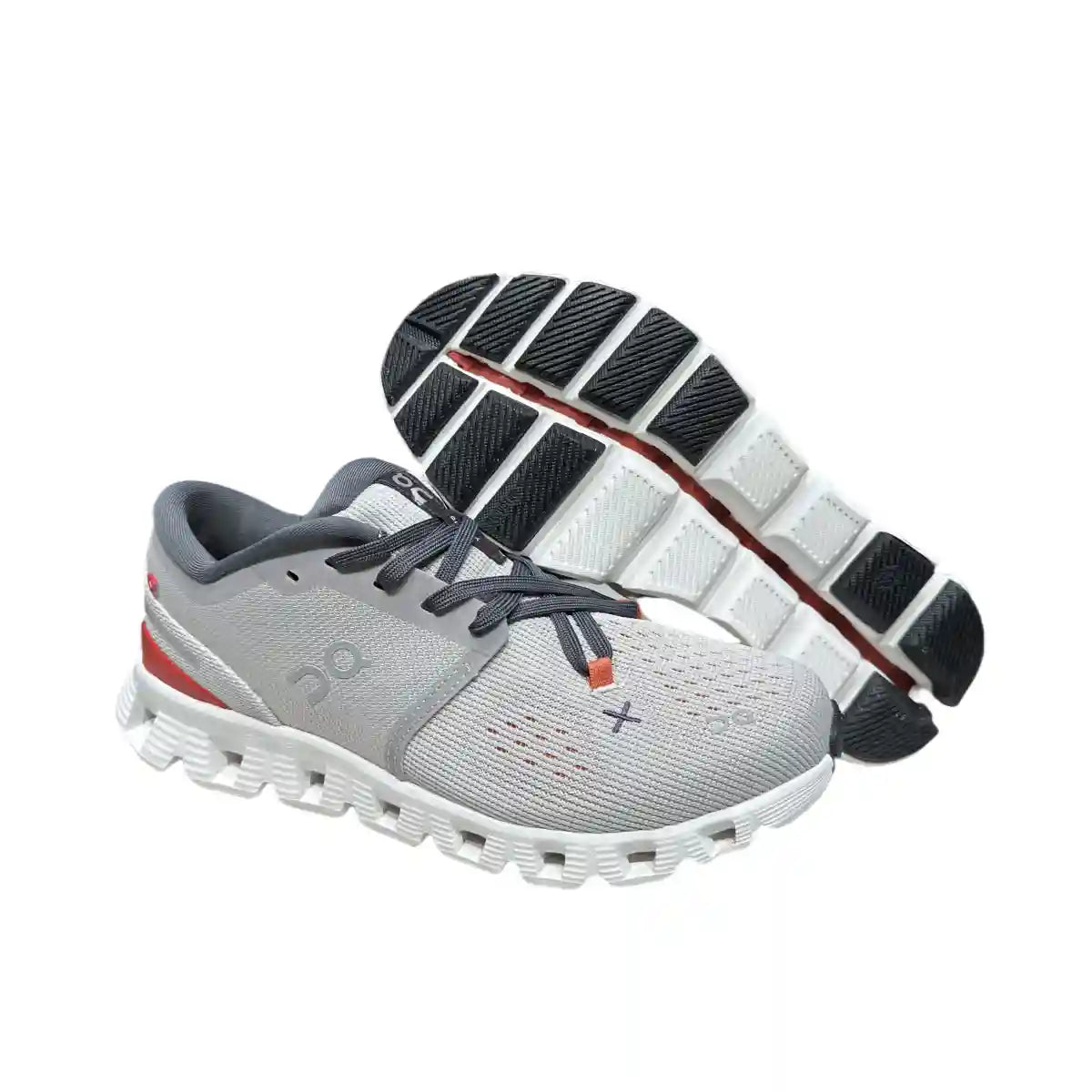 On Cloud X4 Herren Silber/Orange-Rot